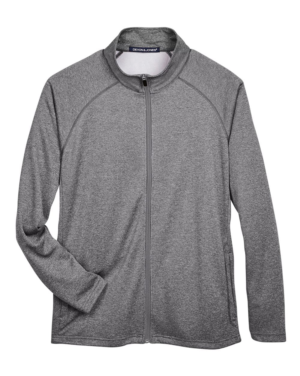 Front View of Dark Grey Heather Men's Stretch Tech-Shell® Compass Full-Zip Jacket - DG420
