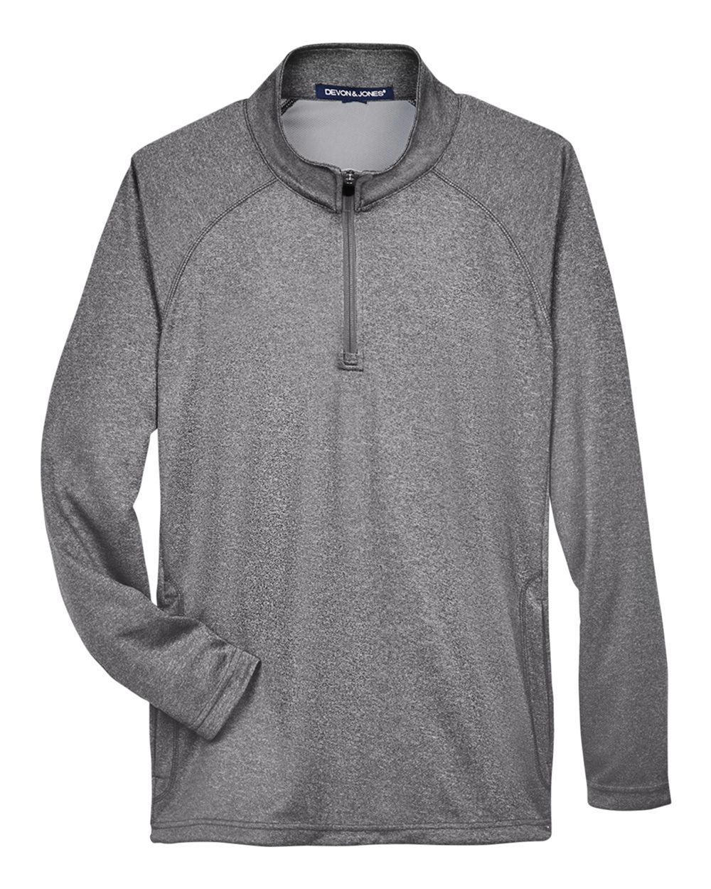 Front View of Dark Grey Heather Men's Stretch Tech-Shell® Compass Quarter-Zip Pullover - DG440