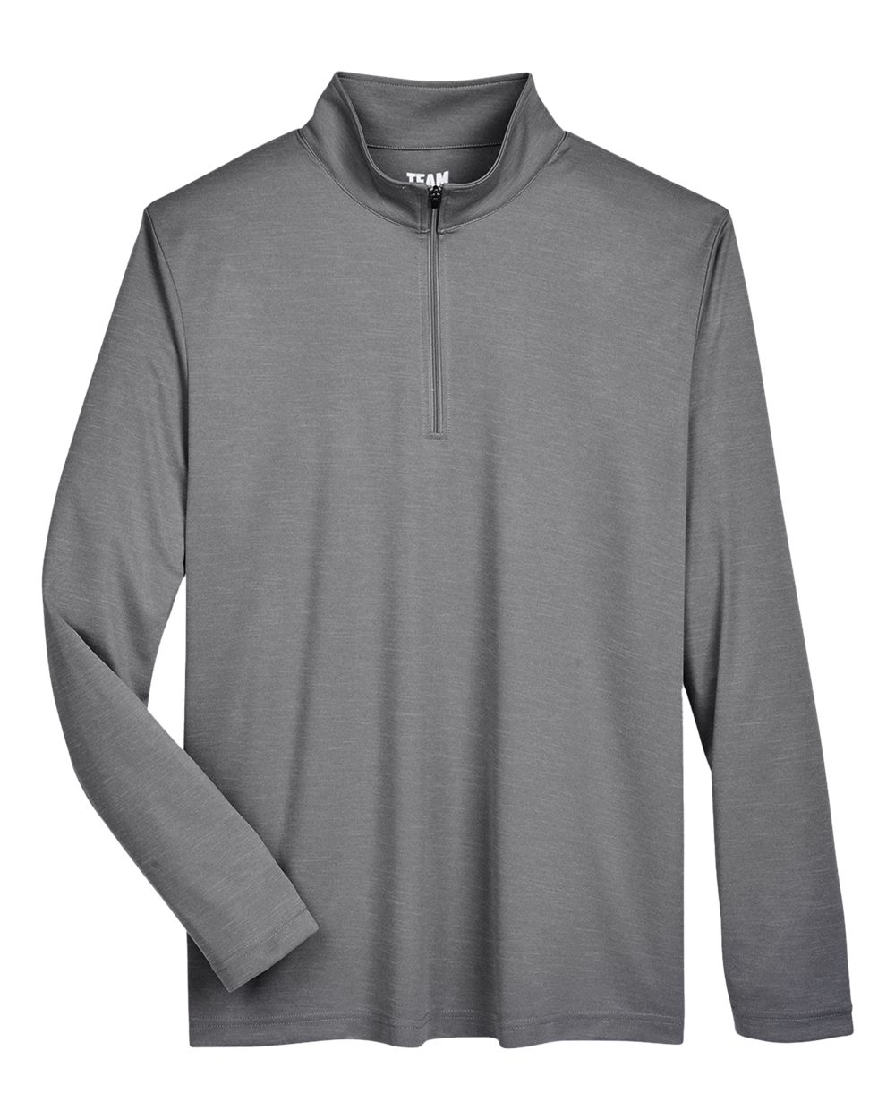 Front View of Dark Grey Heather Men's Zone Sonic Heather Performance Quarter-Zip Pullover - TT31H