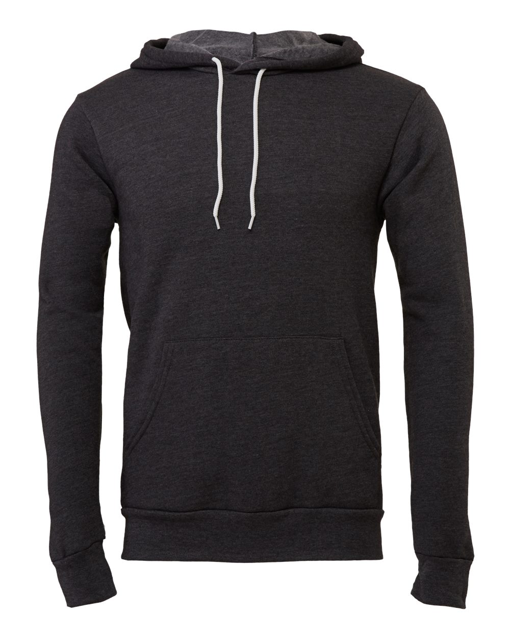 Front View of Dark Grey Heather Sponge Fleece Hoodie - 3719