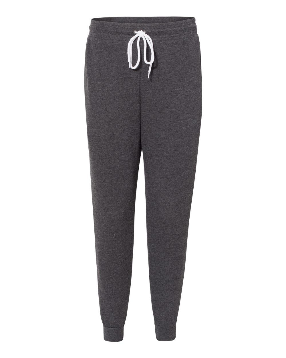 Front View of Dark Grey Heather Sponge Fleece Jogger Sweatpants - 3727