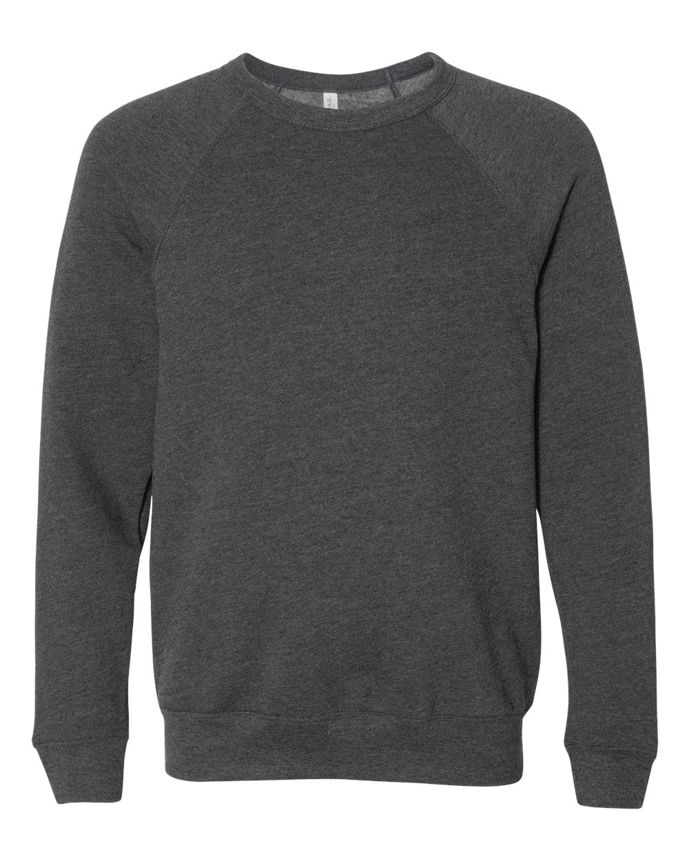 Front View of Dark Grey Heather Sponge Fleece Raglan Crewneck Sweatshirt - 3901