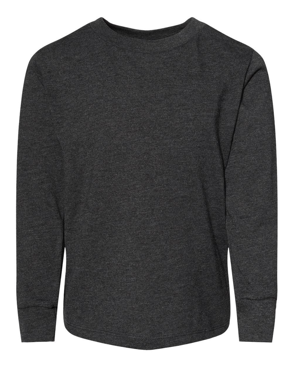 Front View of Dark Grey Heather Toddler Jersey Long Sleeve Tee - 3501T