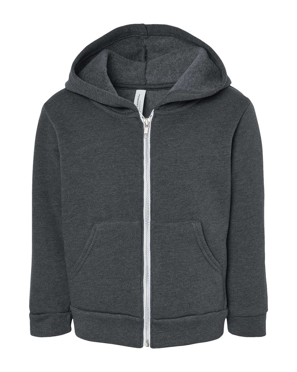 Front View of Dark Grey Heather Toddler Sponge Fleece Full-Zip Hoodie - 3739T