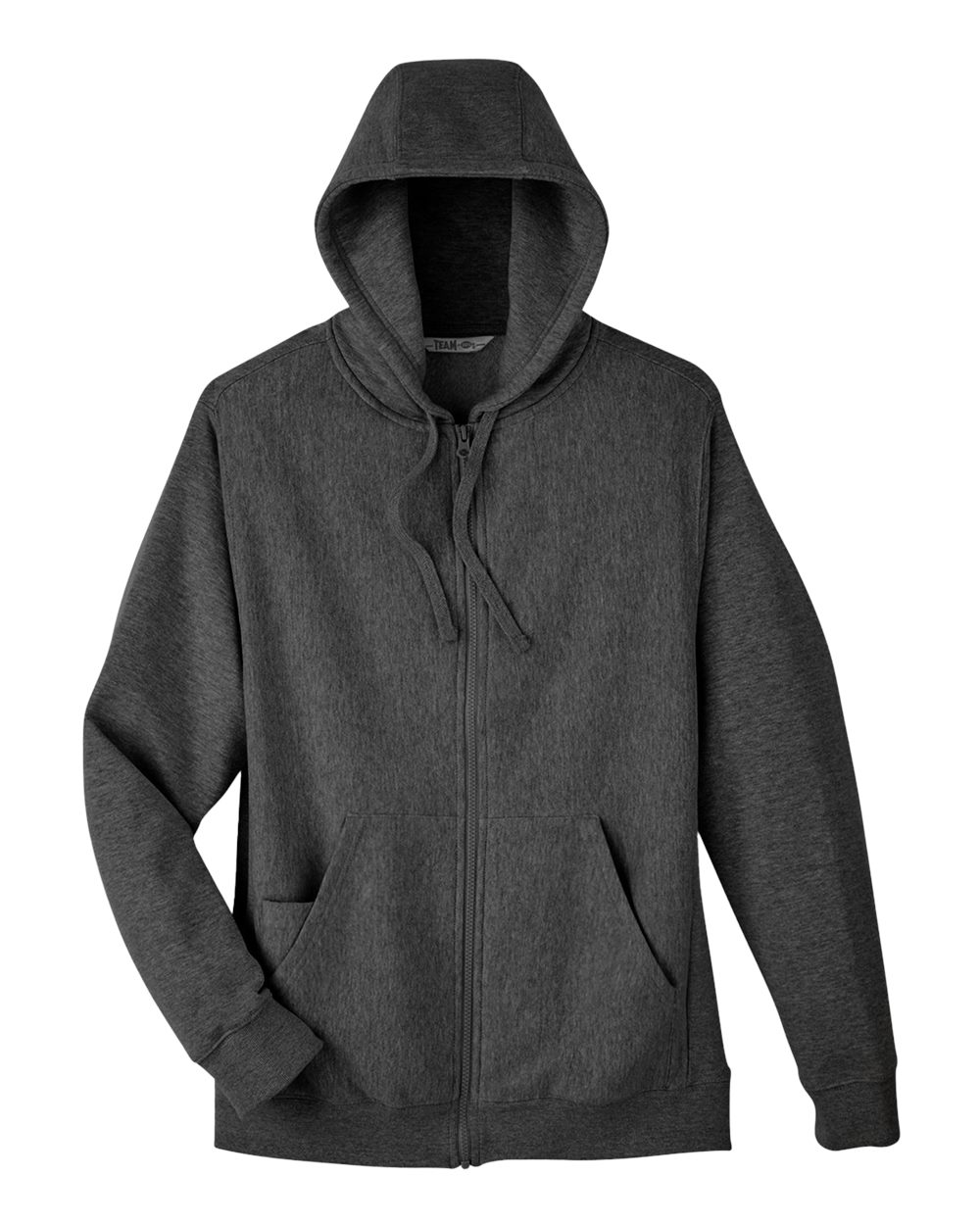 Front View of Dark Grey Heather Unisex Zone HydroSport™ Heavyweight Full-Zip Hooded Sweatshirt - TT95