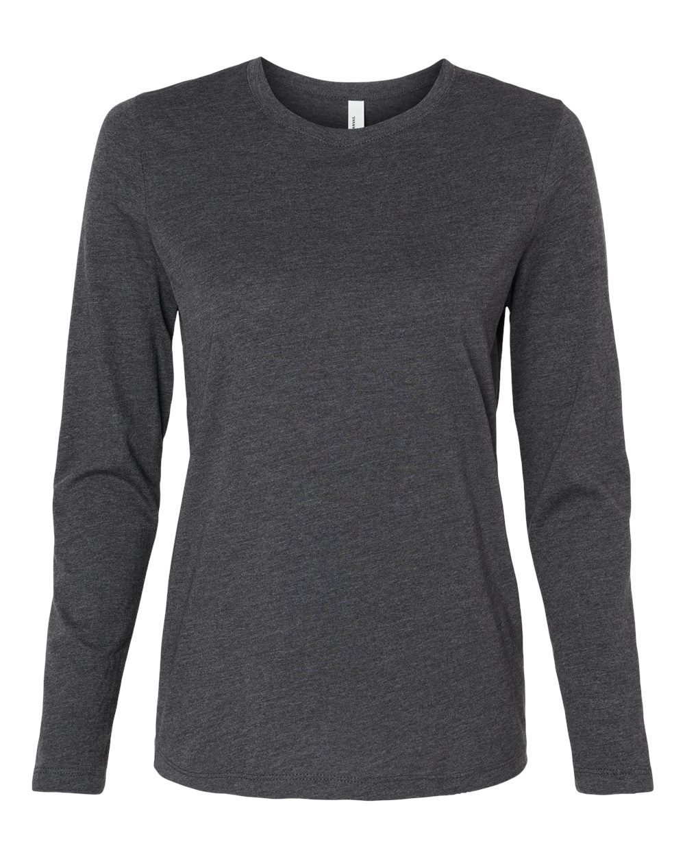 Front View of Dark Grey Heather Women’s Jersey Long Sleeve Tee - 6500