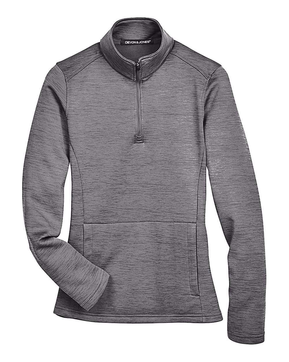 Front View of Dark Grey Heather Women's Newbury Mélange Fleece Quarter-Zip Pullover - DG798W