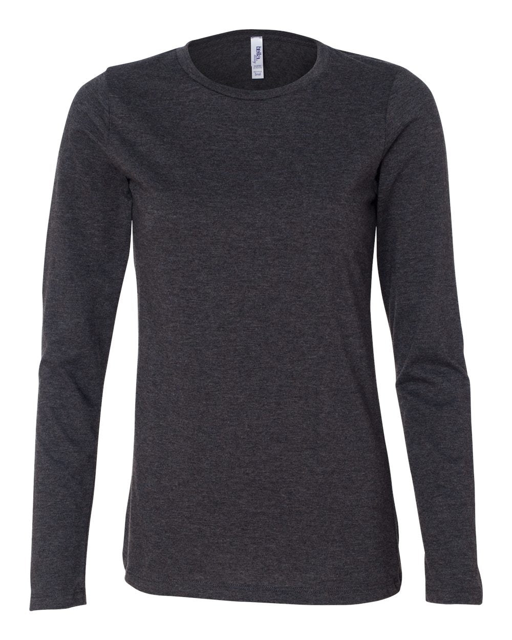Front View of Dark Grey Heather Women’s Relaxed Jersey Long Sleeve Tee - 6450