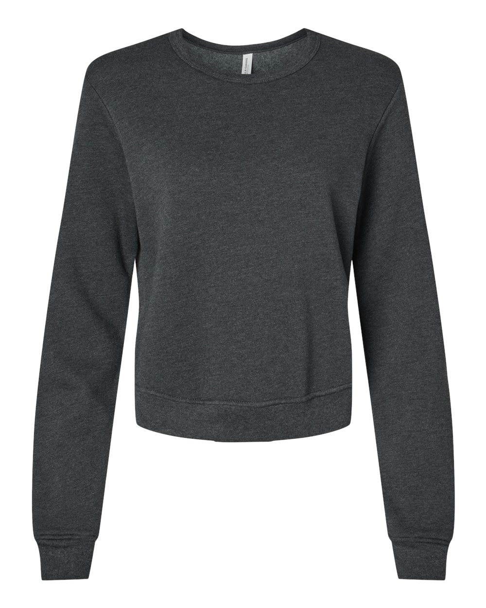 Front View of Dark Grey Heather Women's Sponge Fleece Classic Crewneck Sweatshirt - 7511