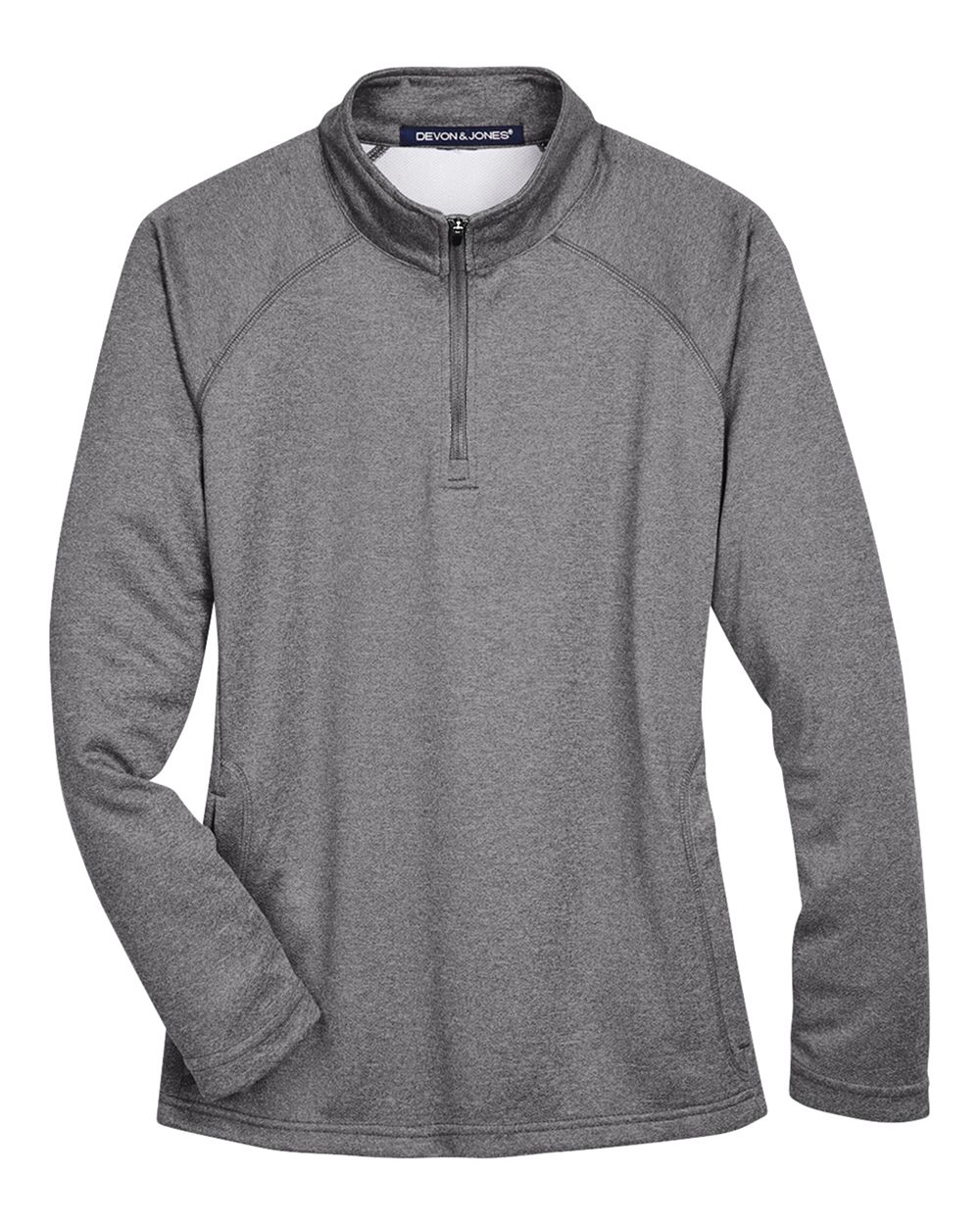 Front View of Dark Grey Heather Women's Stretch Tech-Shell® Compass Quarter-Zip Pullover - DG440W