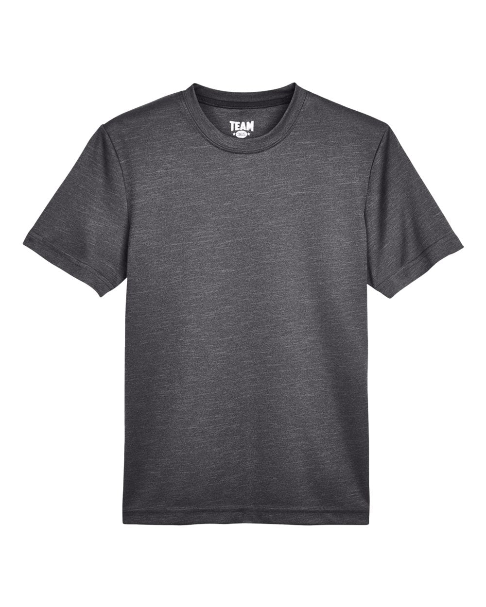 Front View of Dark Grey Heather Youth Sonic Heather Performance T-Shirt - TT11HY