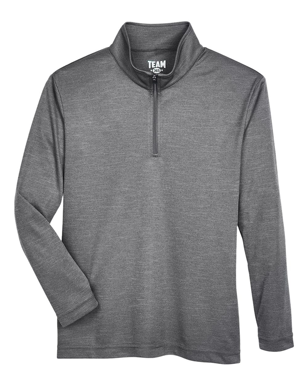 Front View of Dark Grey Heather Youth Zone Sonic Heather Performance Quarter-Zip Pullolver - TT31HY