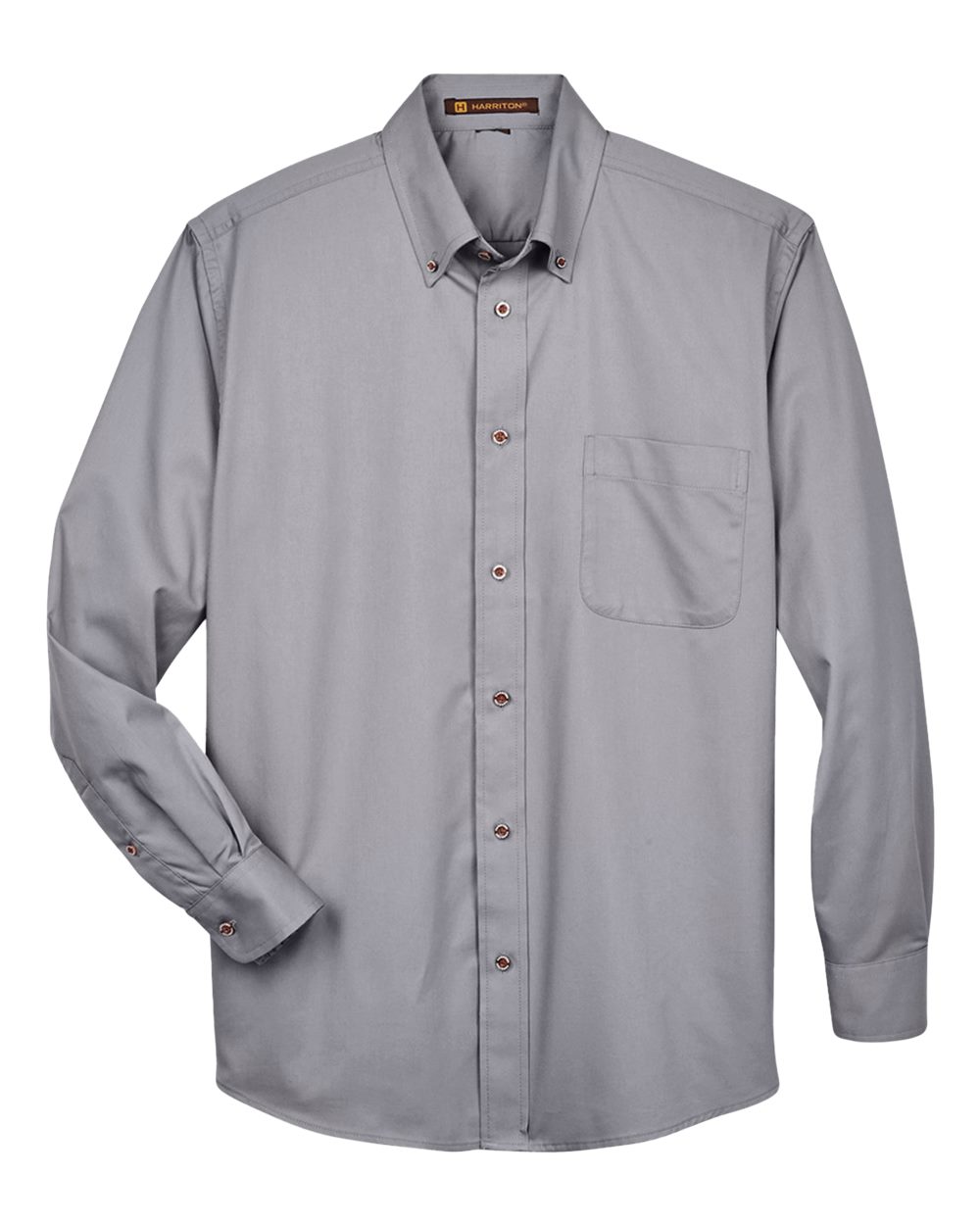 Front View of Dark Grey Men's Easy Blend™ Long Sleeve Twill Shirt - M500