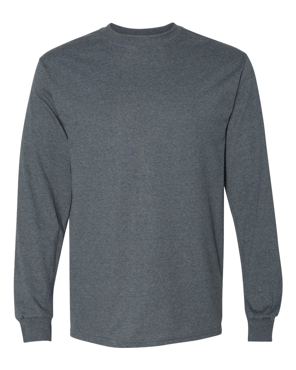 Front View of Dark Heather DryBlend® 50/50 Long Sleeve T-Shirt - 8400