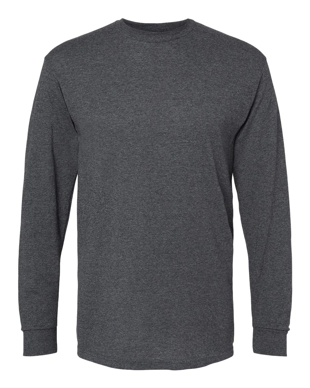 Front View of Dark Heather Gold Soft Touch Long Sleeve T-Shirt - 4820
