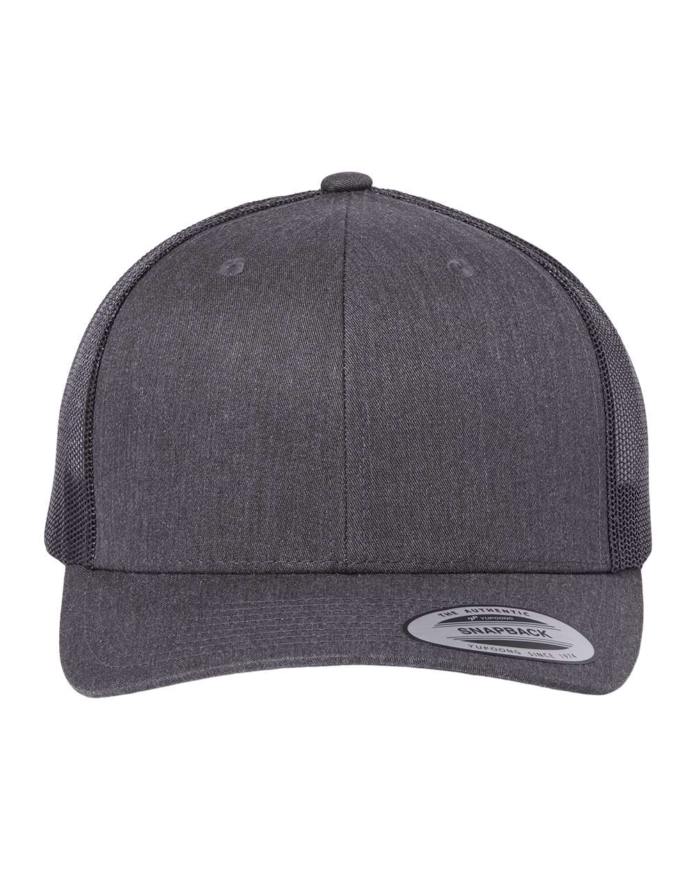 Front View of Dark Heather Grey Retro Trucker Cap - 6606