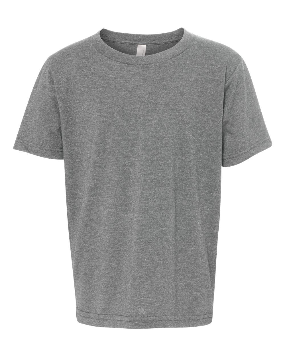 Front View of Dark Heather Grey Youth CVC T-Shirt - 3312