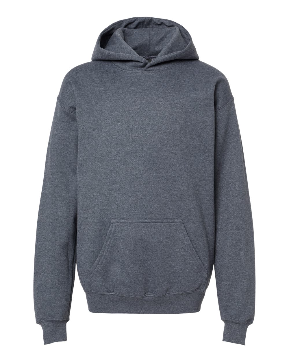 Front View of Dark Heather Softstyle® Youth Midweight Hooded Sweatshirt - SF500B