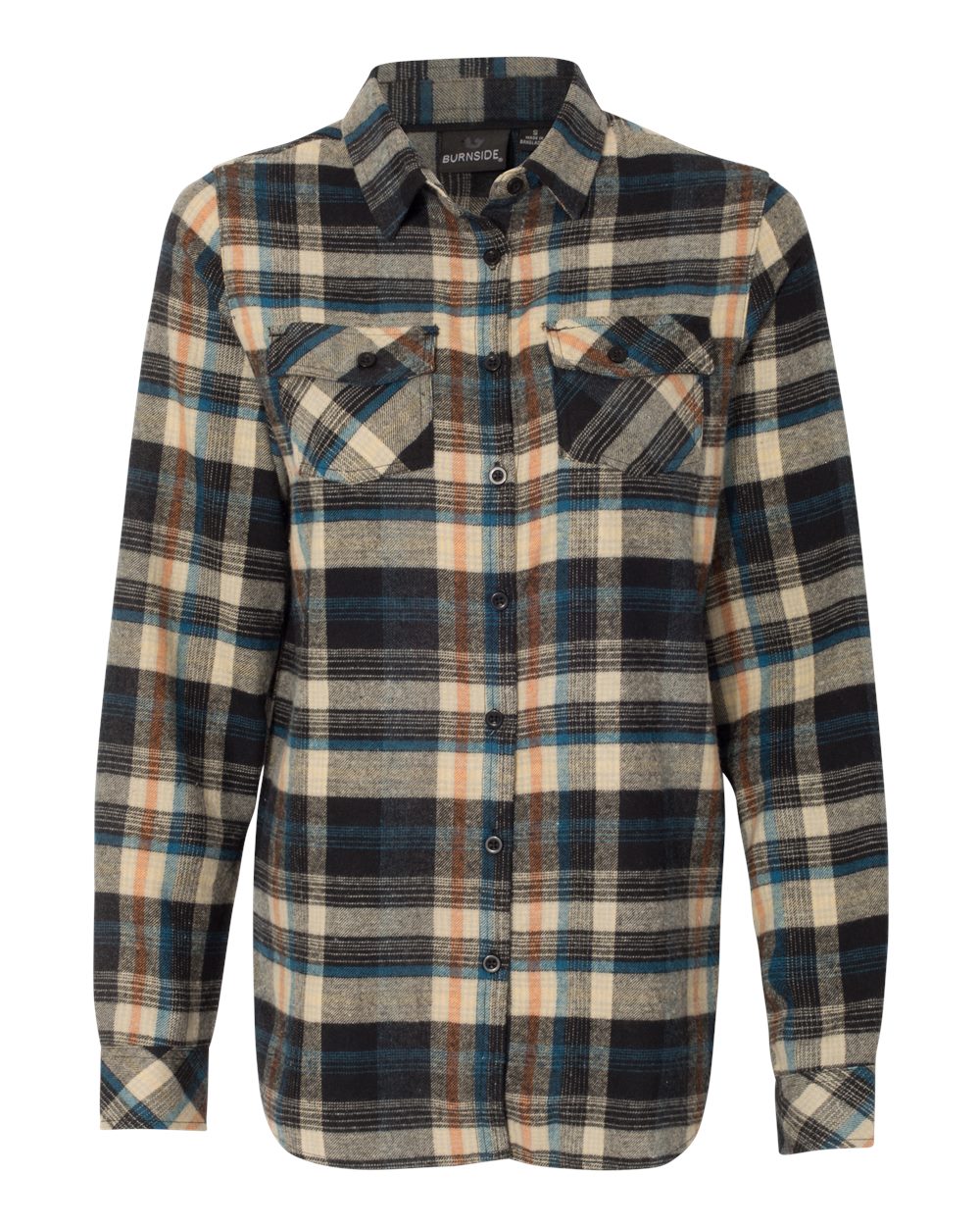 Front View of Dark Khaki Women's Yarn-Dyed Long Sleeve Flannel Shirt - 5210