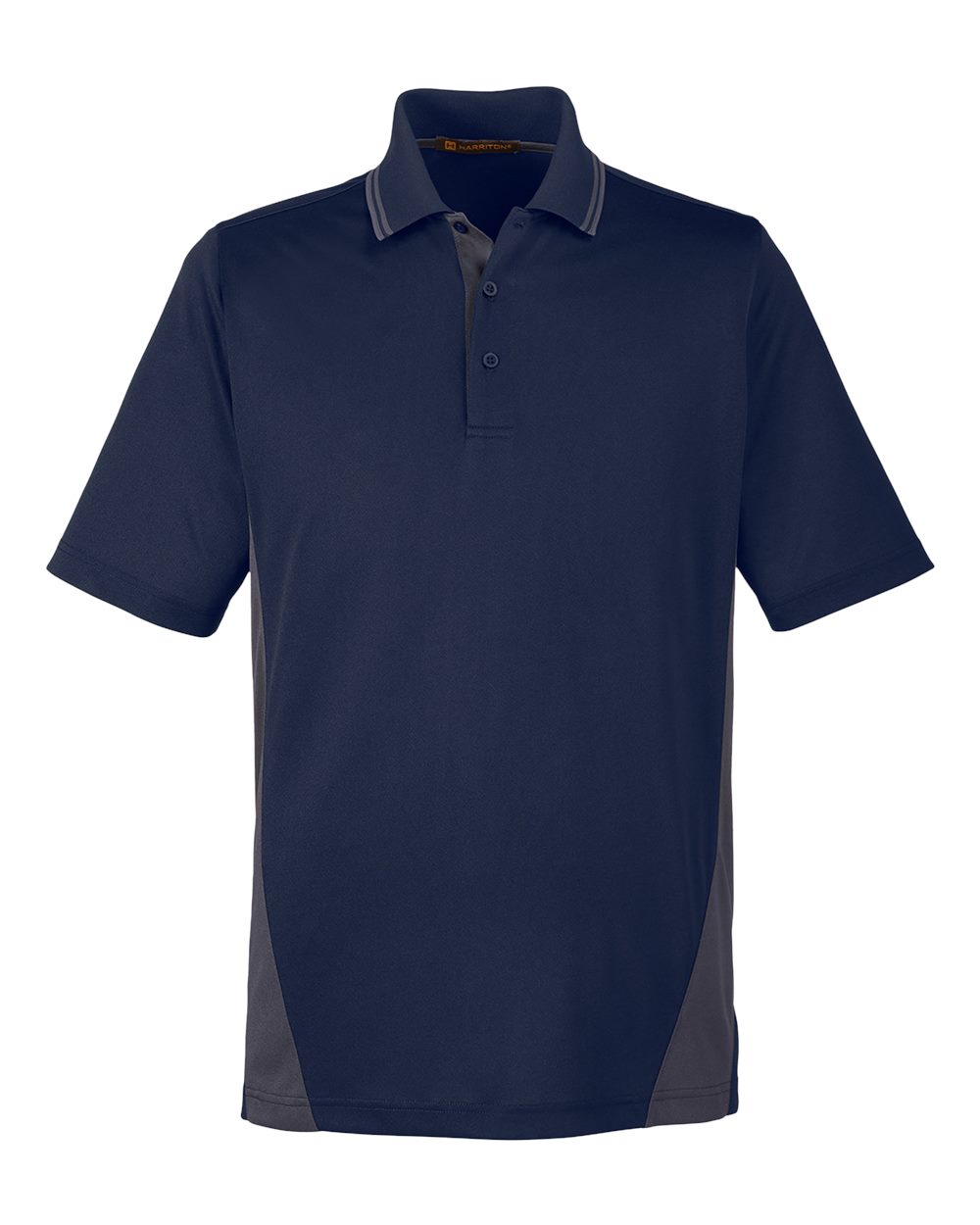 Front View of Dark Navy/ Dark Charcoal Men's Flash Snag Protection Plus IL Colorblock Polo - M386