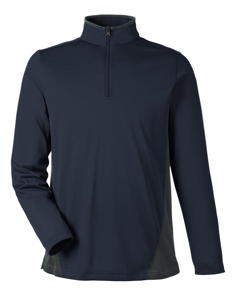 Front View of Dark Navy/ Dark Charcoal Men's Flash Snag Protection Plus IL Colorblock Quarter-Zip Pullover - M786