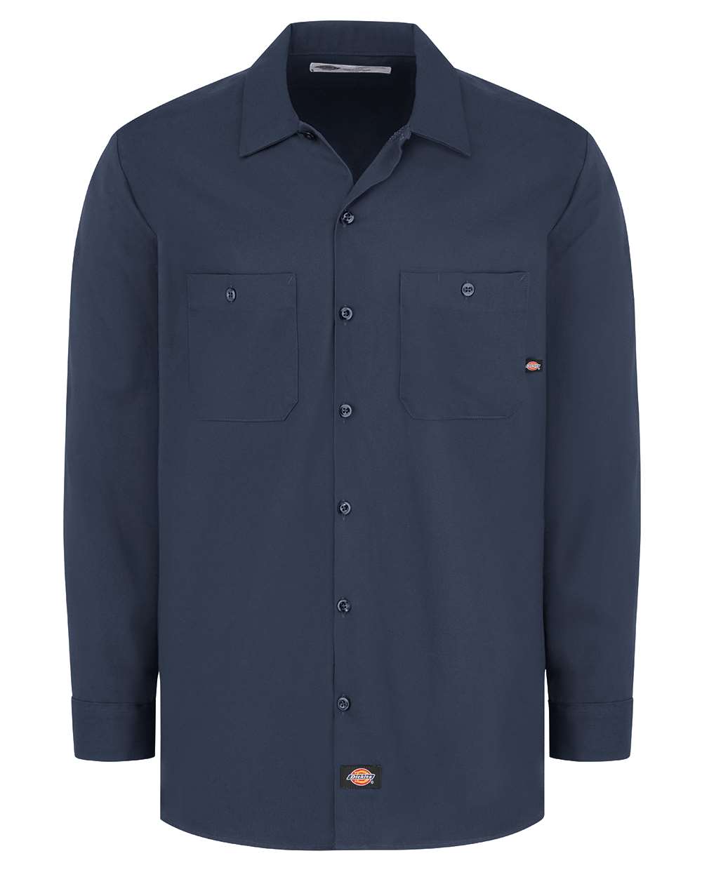 Front View of Dark Navy Industrial Cotton Long Sleeve Work Shirt - Tall Sizes - L307T