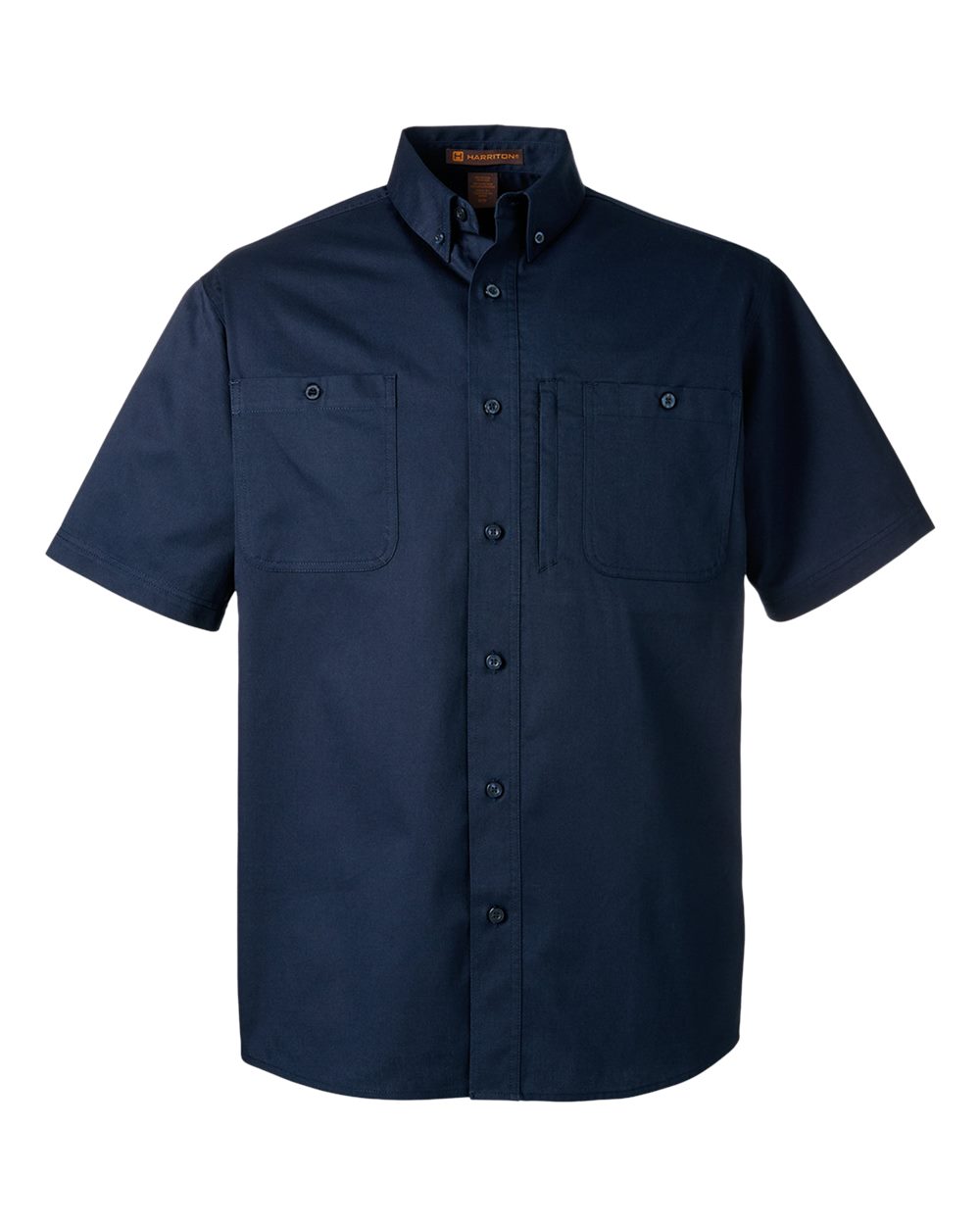 Front View of Dark Navy Men's Advantage IL Short Sleeve Work Shirt - M585