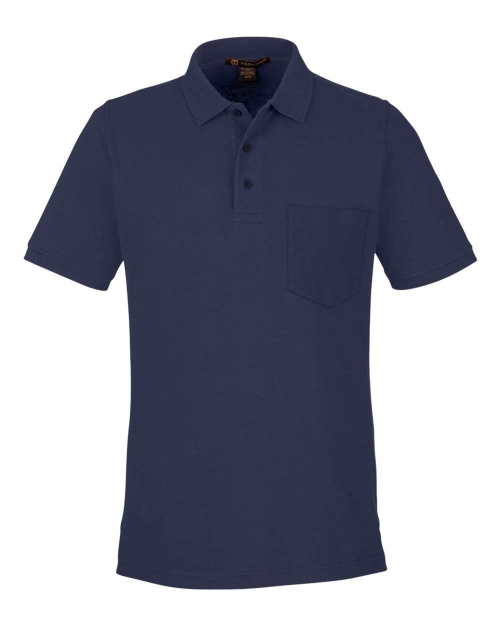 Front View of Dark Navy Men's Valiant Cotton Snag Protect Pocket Polo - M205P