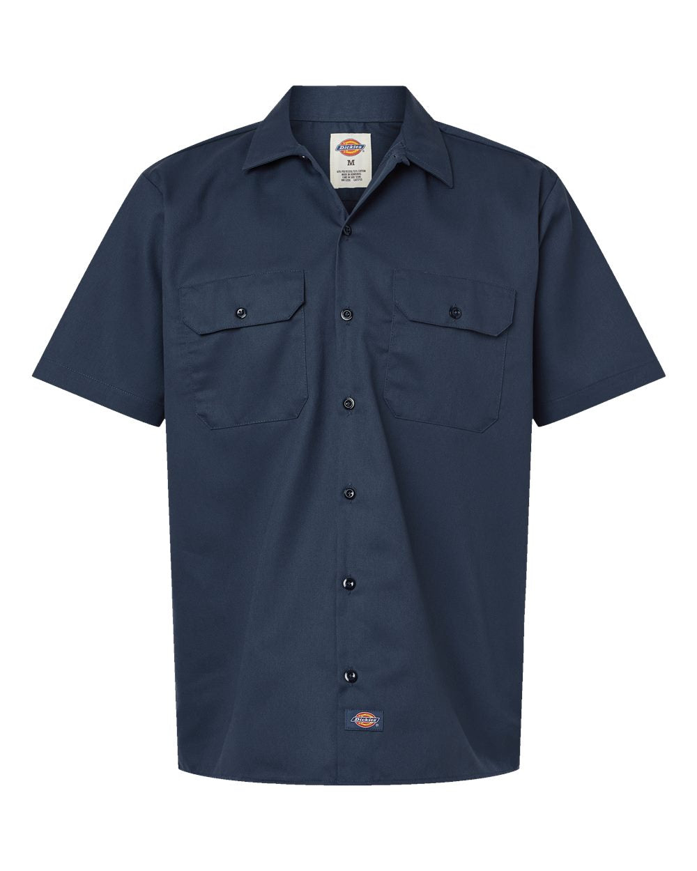 Front View of Dark Navy Short Sleeve Work Shirt - 2574