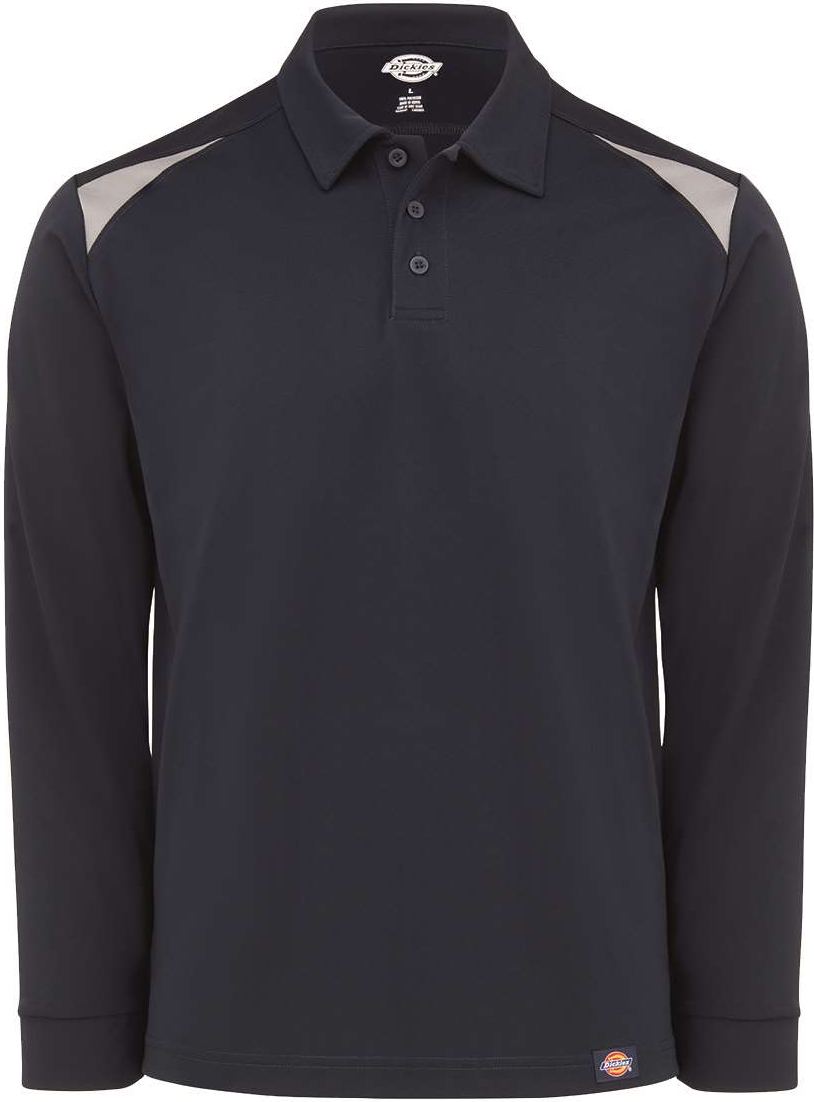 Front View of Dark Navy/ Smoke Team Performance Long Sleeve Shirt - LL66