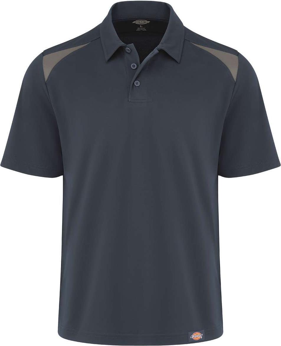 Front View of Dark Navy/ Smoke Team Performance Short Sleeve Work Shirt - LS66