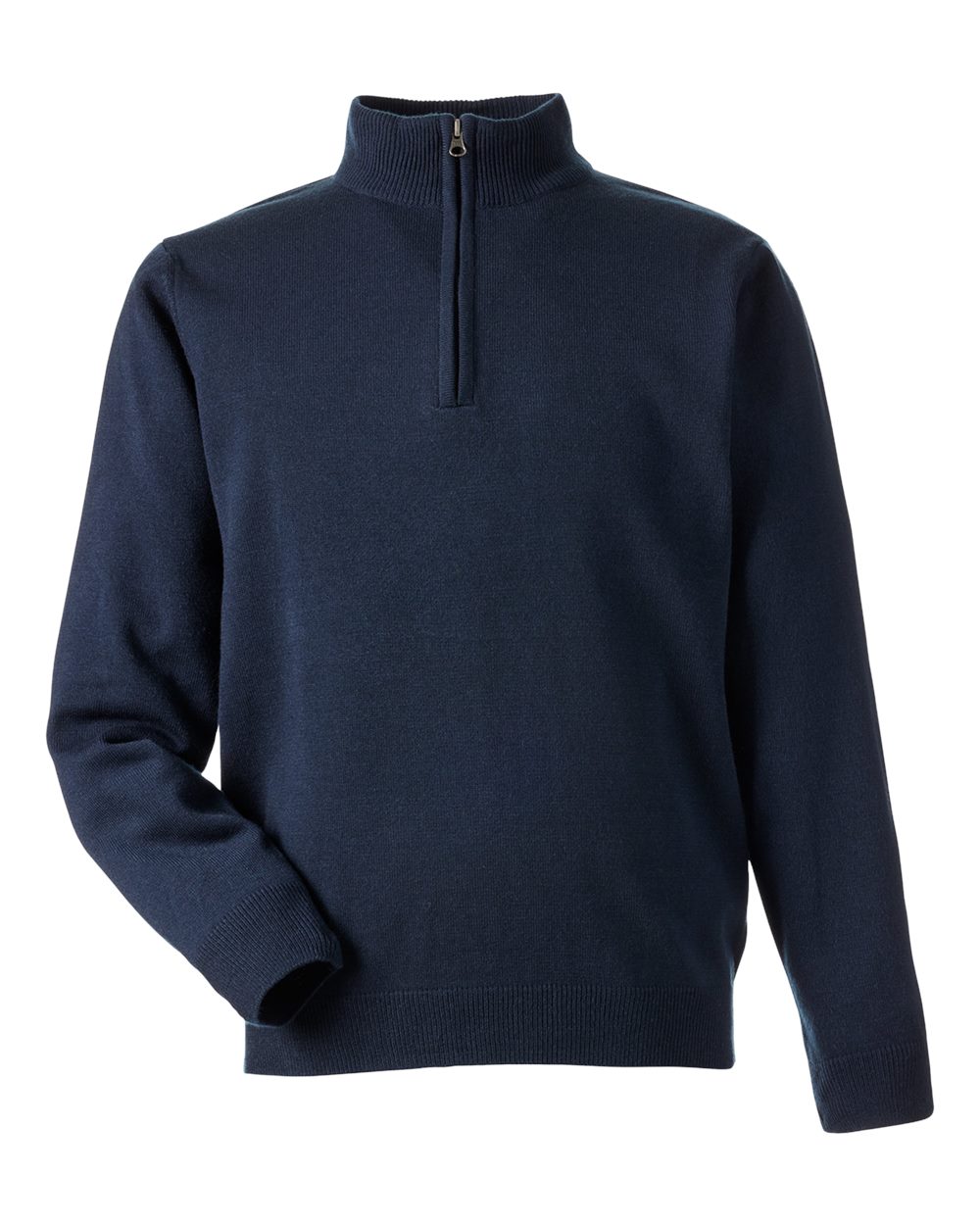 Front View of Dark Navy Unisex Pilbloc™ Quarter-Zip Pullover Sweater - M421