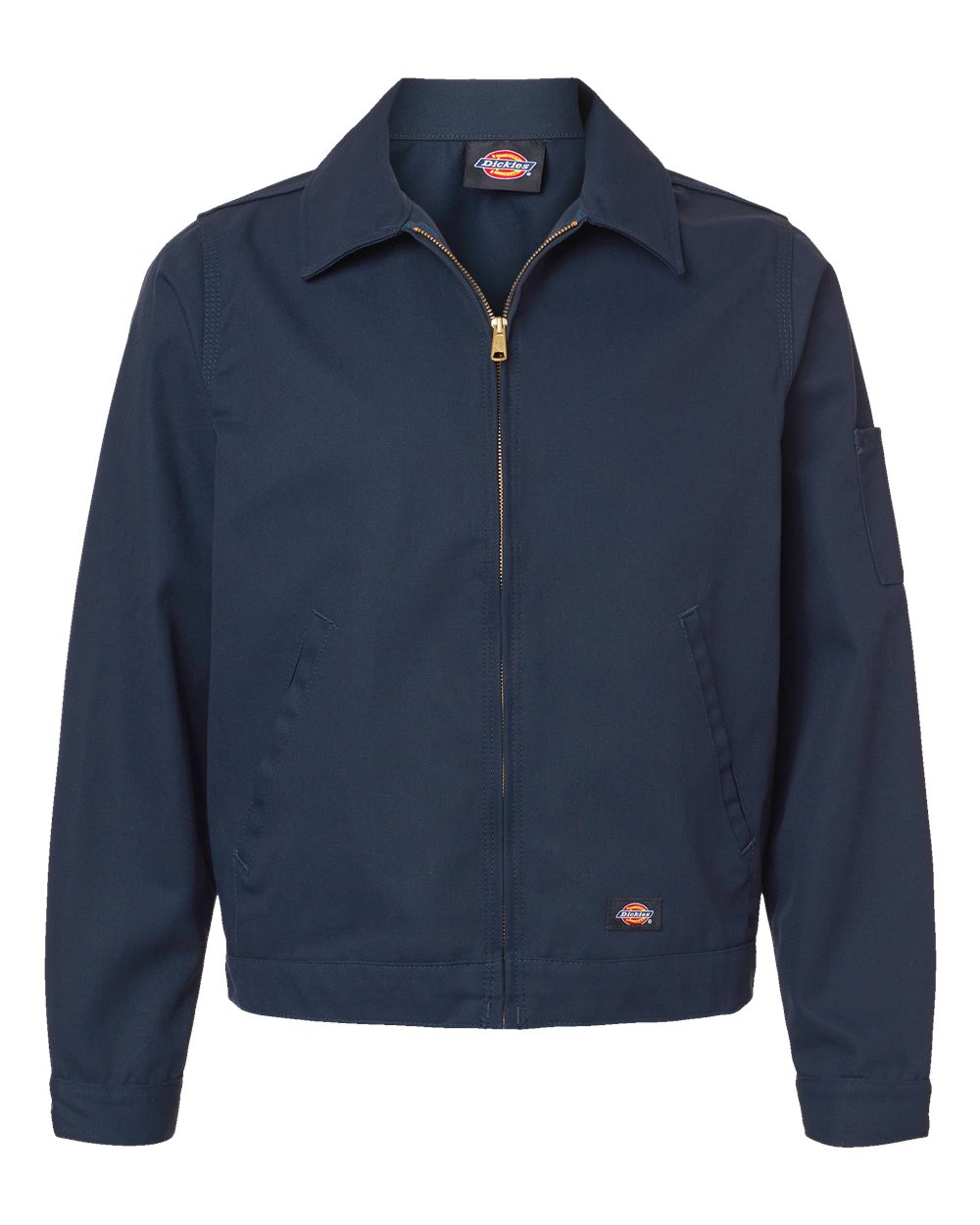 Front View of Dark Navy Unlined Industrial Eisenhower Jacket - JT78