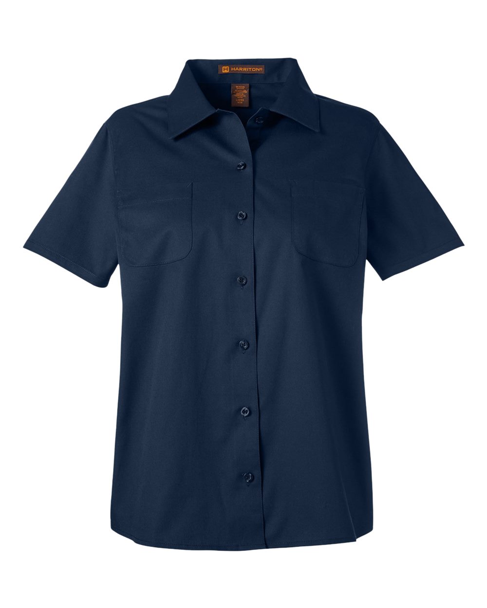 Front View of Dark Navy Women's Advantage IL Short Sleeve Dress Shirt - M585W
