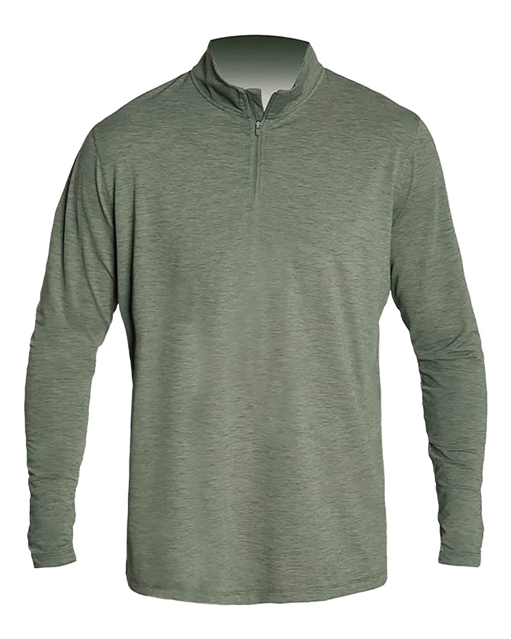 Front View of Dark Olive Heathered Low Pro Quarter-Zip - MVQTRL9