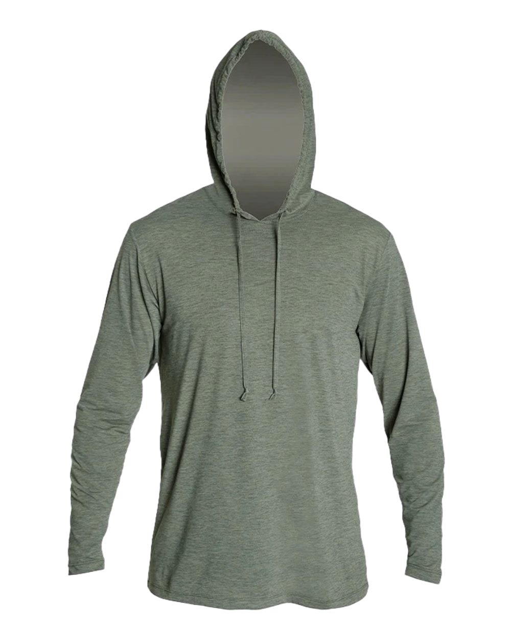 Front View of Dark Olive Heathered Low Pro Tech Hooded Long Sleeve T-Shirt - MVLPRH8