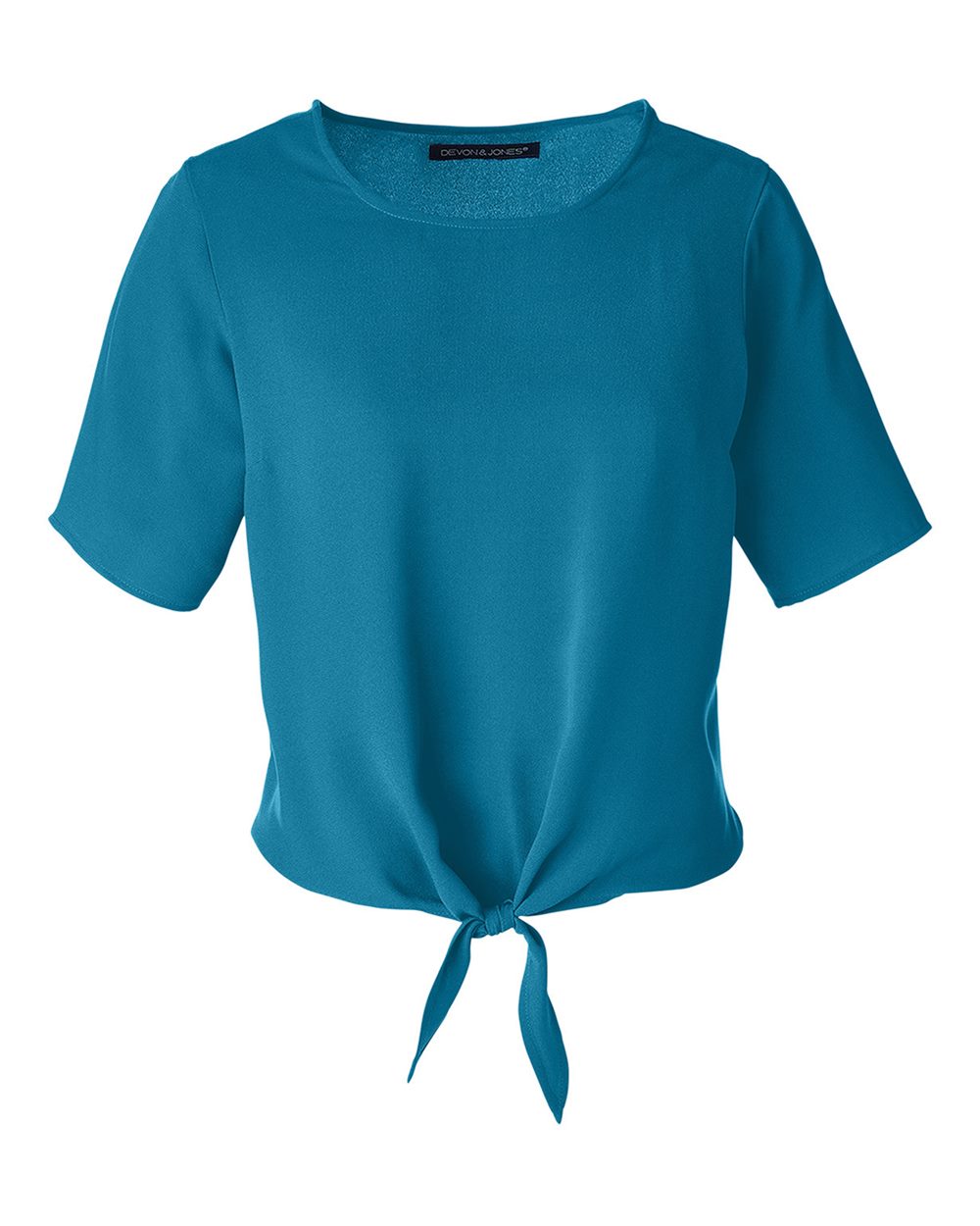 Front View of Dark Teal Women's Perfect Fit™ Tie Front Blouse - DP617W