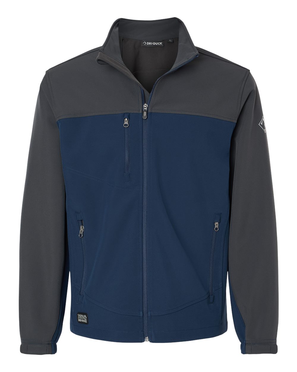 Front View of Deep Blue/ Charcoal Motion Soft Shell Jacket - 5350