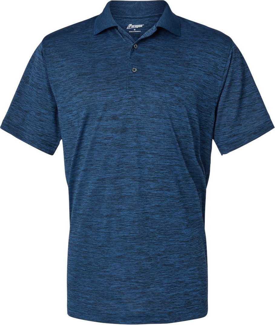 Front View of Deep Blue Heather Dakota Striated Heather Polo - 130