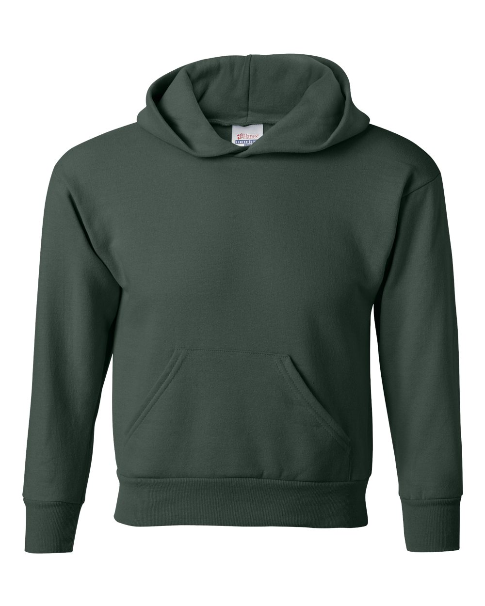 Front View of Deep Forest Ecosmart® Youth Hooded Sweatshirt - P473