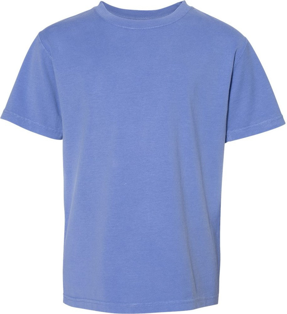 Front View of Deep Forte Blue Garment-Dyed Youth T-Shirt - GDH175
