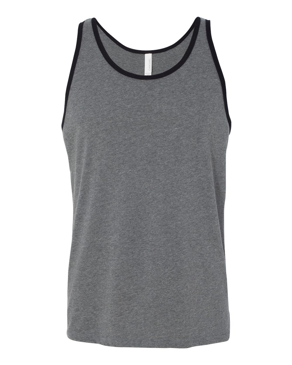 Front View of Deep Heather/ Black Jersey Tank - 3480