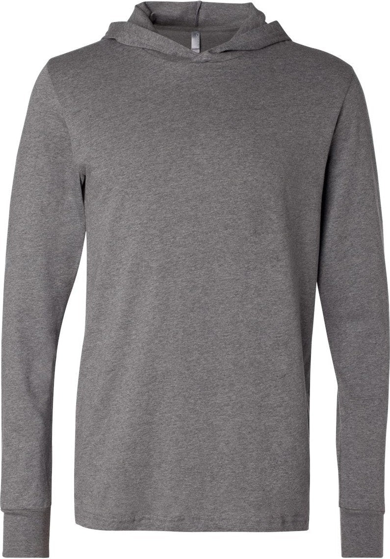 Front View of Deep Heather Jersey Hooded Long Sleeve Tee - 3512