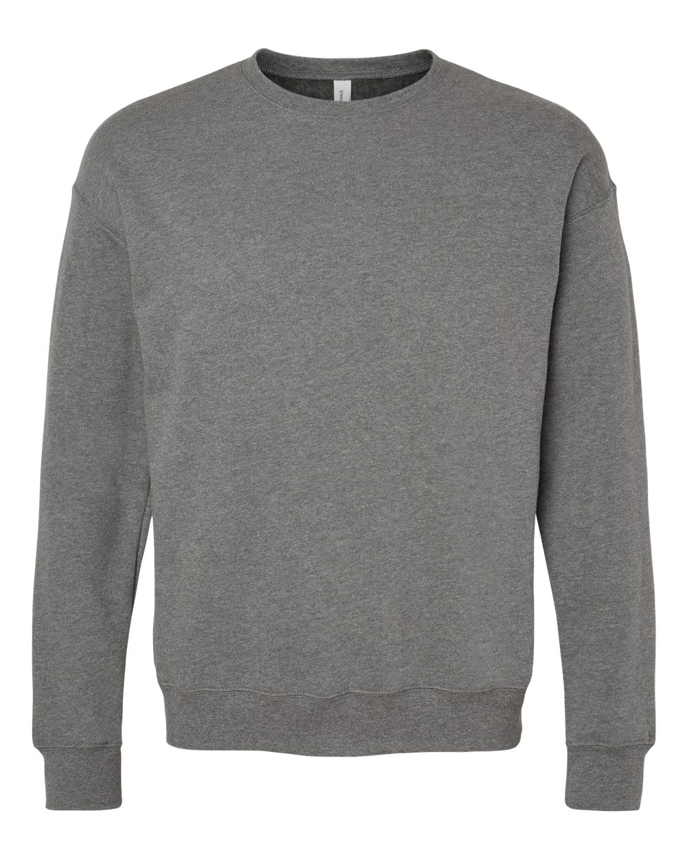 Front View of Deep Heather Sponge Fleece Drop Shoulder Crewneck Sweatshirt - 3945