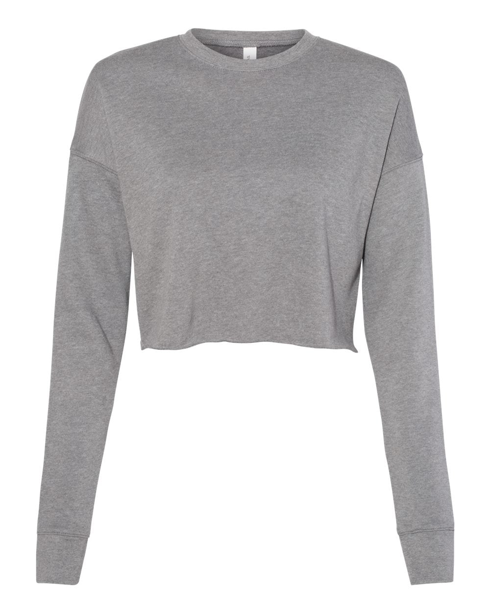 Front View of Deep Heather Women's Crop Crew Fleece - 7503