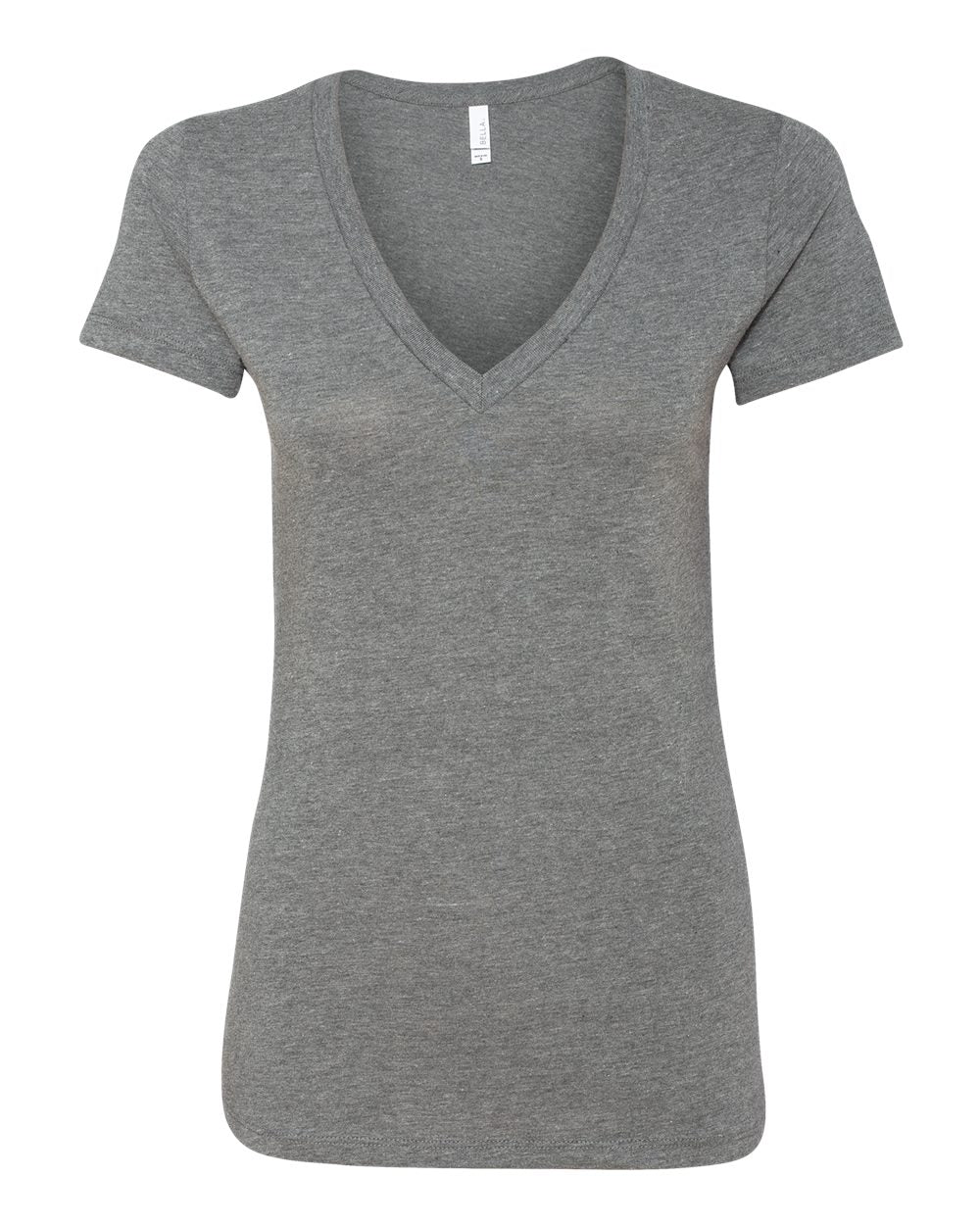 Front View of Deep Heather Women’s Jersey Deep V-Neck Tee - 6035