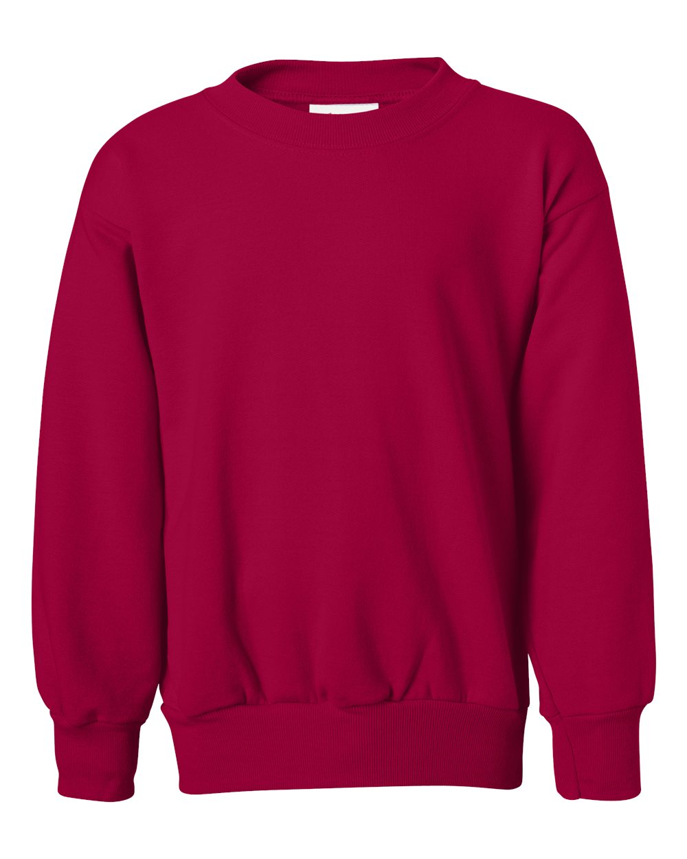 Front View of Deep Red Ecosmart® Youth Crewneck Sweatshirt - P360