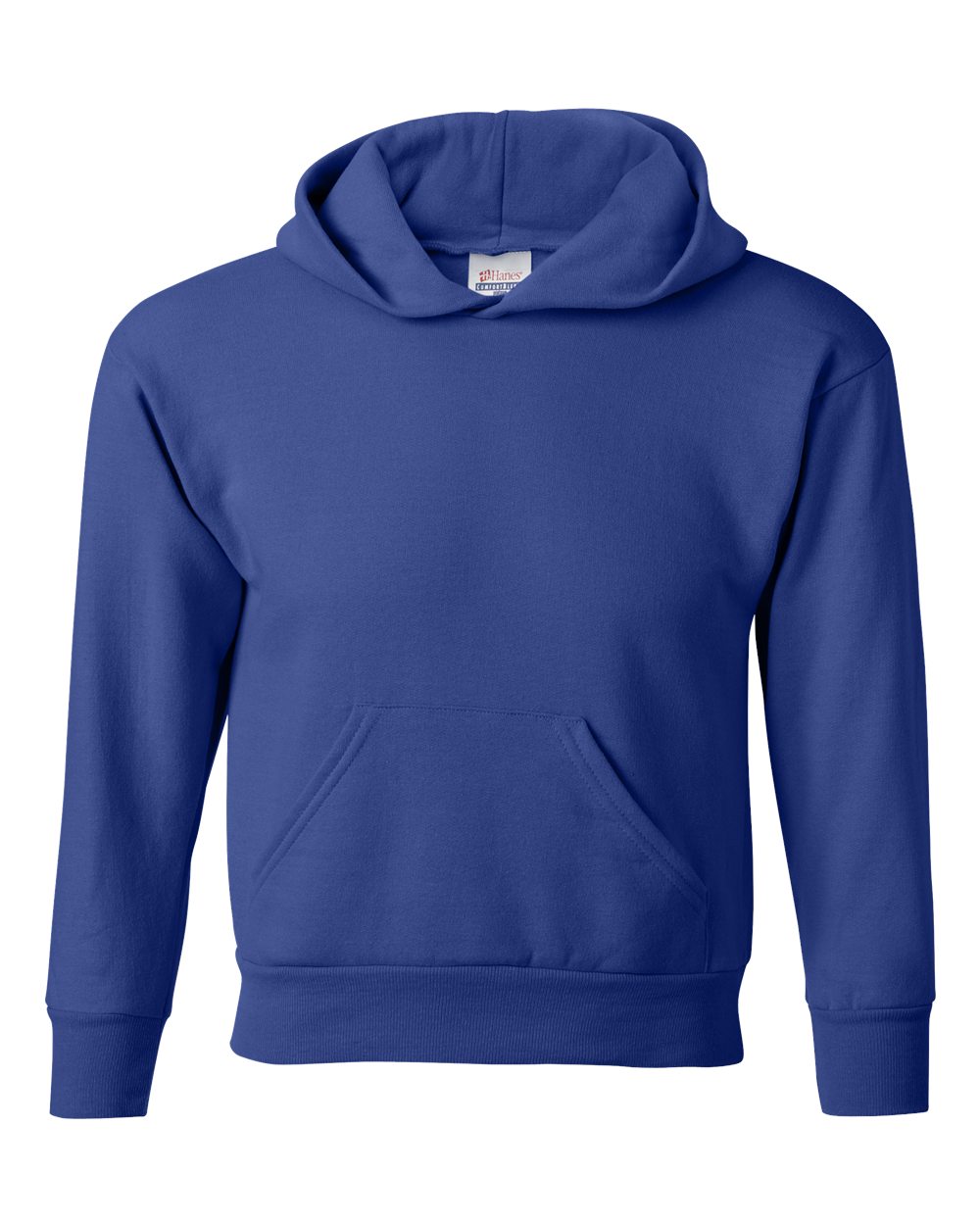 Front View of Deep Royal Ecosmart® Youth Hooded Sweatshirt - P473