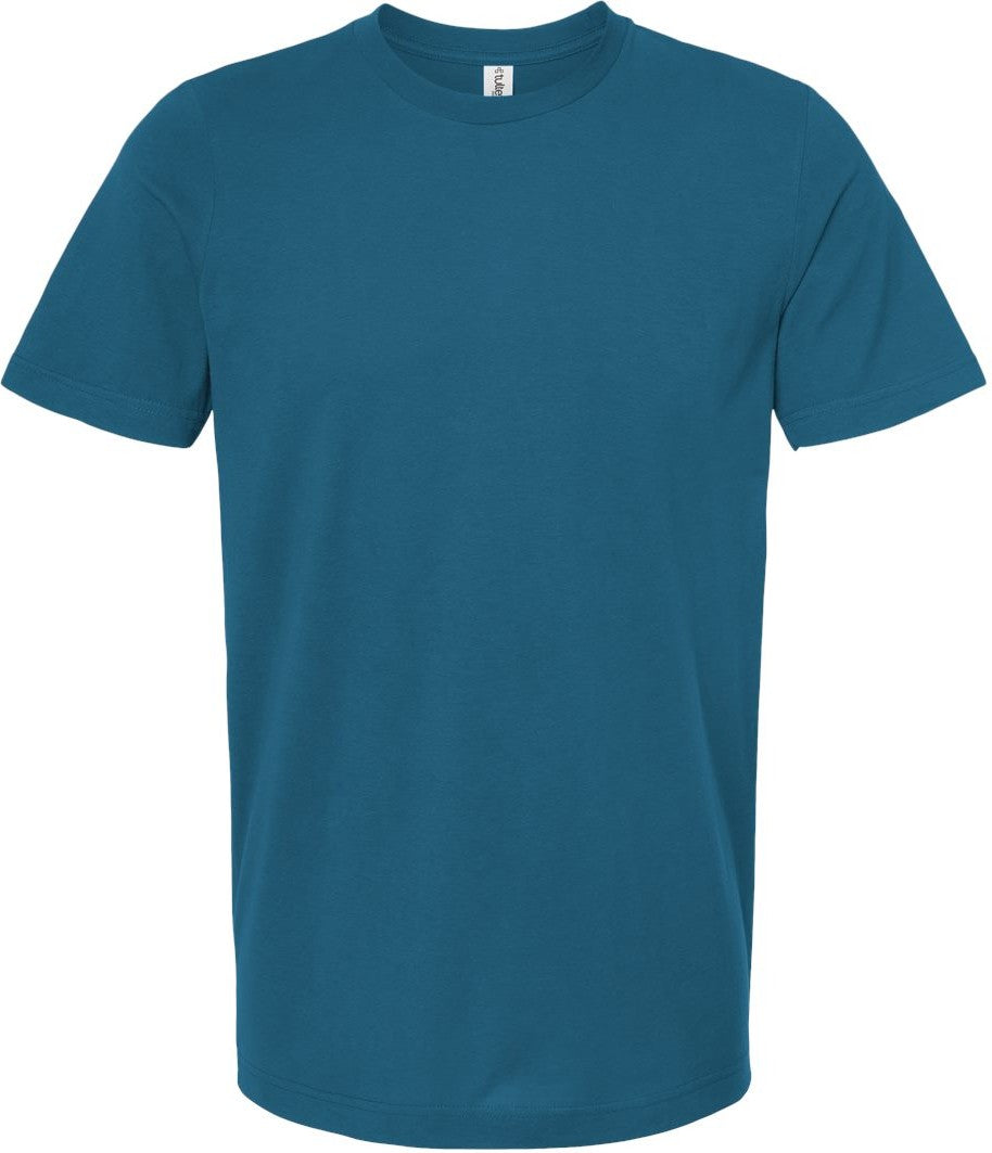 Front View of Deep Teal Combed Cotton T-Shirt - 602