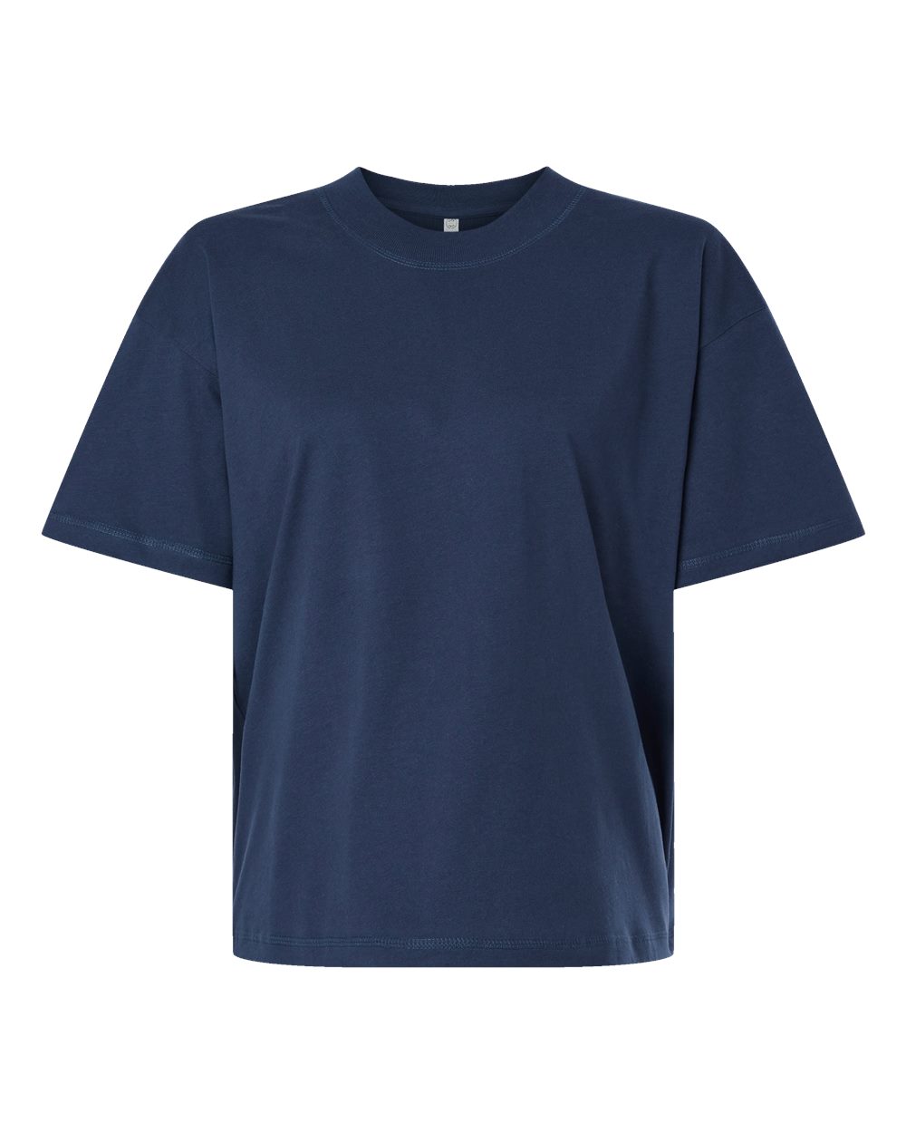 Front View of Denim Relaxed Crew Tee - 3520